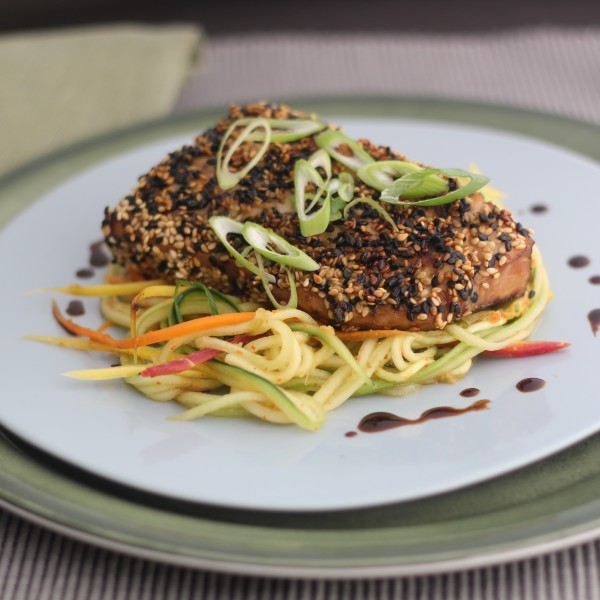 Teriyaki Glazed Halibut With Cucumber Noodles